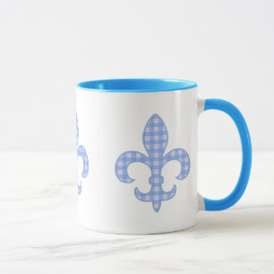 Lilien-blaue Gingham-Tasse Tasse