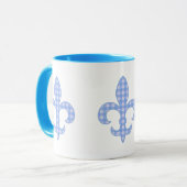 Lilien-blaue Gingham-Tasse Tasse (Vorderseite Links)