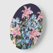 Lilien, Delphine grenzen: Aquarellmalerei. Große Wanduhr (Winkel)