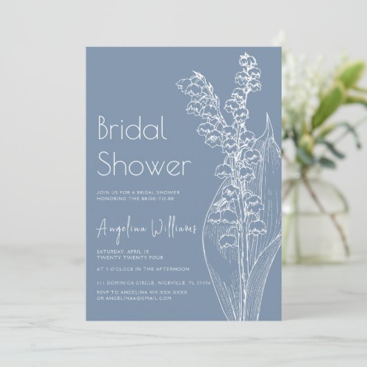 Lilien des Tals Bridal Dusche Einladung (Stehend Vorderseite)