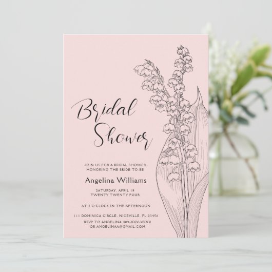 Lilien des Tals Bridal Dusche Einladung (Stehend Vorderseite)