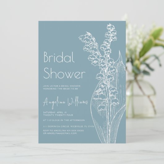 Lilien des Tals Bridal Dusche Einladung (Stehend Vorderseite)