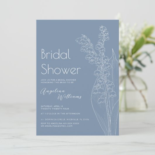 Lilien des Tals Bridal Dusche Einladung (Stehend Vorderseite)
