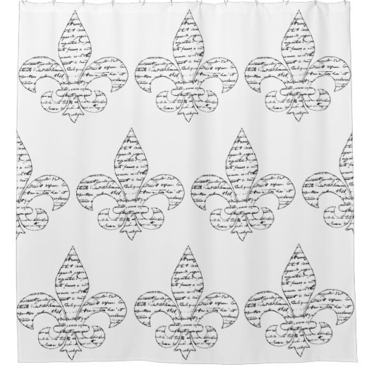 Lilien-Franzose-Skript Duschvorhang (Vorderseite)