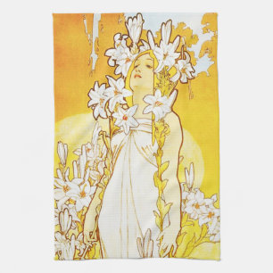 Lilien-Geschirrtuch Alphonse Mucha Handtuch