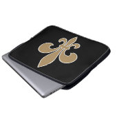 Lilien-Gold mit weißer und schwarzer Kontur Laptopschutzhülle (Vorne Knopf)