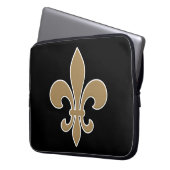 Lilien-Gold mit weißer und schwarzer Kontur Laptopschutzhülle (Vorderseite Links)