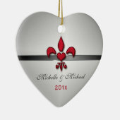 Lilien-Herz unser erstes Weihnachtsweiß Keramikornament (Rechts)