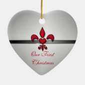 Lilien-Herz unser erstes Weihnachtsweiß Keramikornament (Hinten)