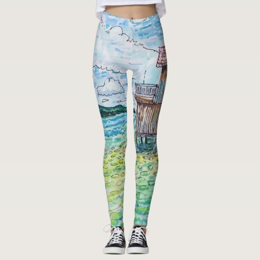 Lilien im See Leggings (Vorderseite)