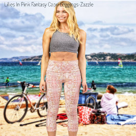 Lilien in rosa Fantasie Capri Leggings