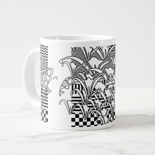 Lilien in Schwarz und Weiß Jumbo-Tasse (Vorderseite Links)