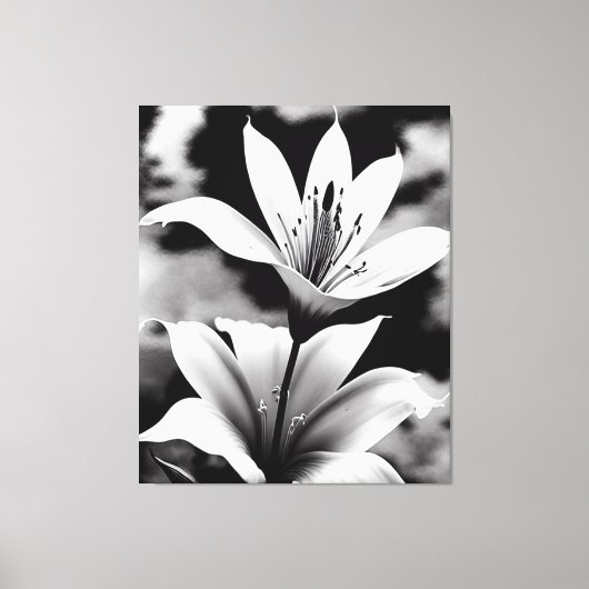 Lilien in Schwarz-Weiß-Leinwand Leinwanddruck (Vorderseite)