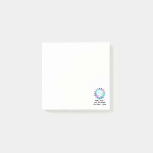 *~* Lilien-Lotos-Om OM-Symbolmandala-Wasser Post-it Klebezettel (Vorderseite)