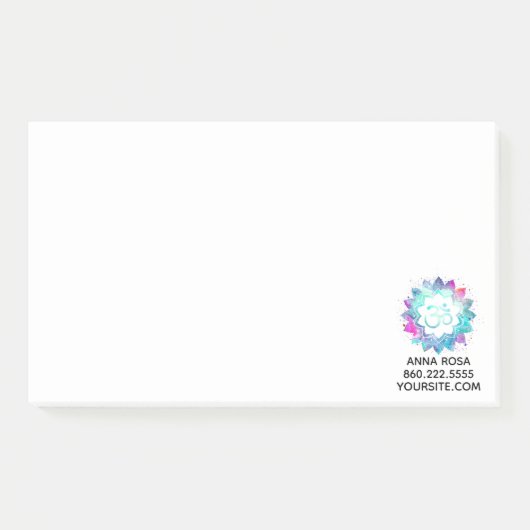 *~* Lilien-Lotos OM-Om-Symbolmandala-Wasser Post-it Klebezettel (Vorderseite)