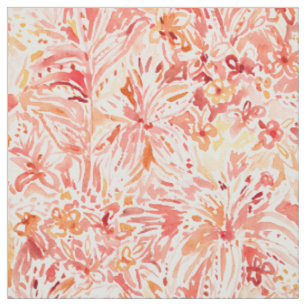 LILIEN-LUST Pfirsich-Painterly Blumen Stoff