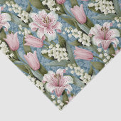 Lilien, Maiglöckchen-Tulpen-Blumenmuster Seidenpapier (Detail)