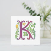 Lilien-Monogramm K Einladung (Stehend Vorderseite)