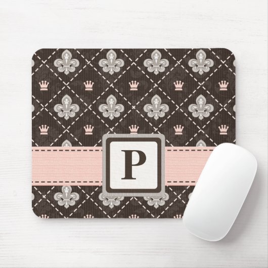 Lilien-Monogramm-Mausunterlage-Rosa-Band Mousepad (Mit Mouse)