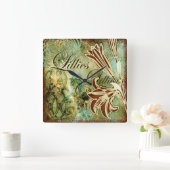 Lilien Quadratische Wanduhr (Zuhause)