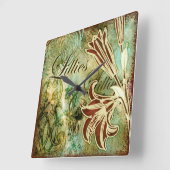 Lilien Quadratische Wanduhr (Winkel)