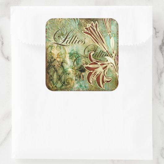 Lilien Quadratischer Aufkleber (Tasche)