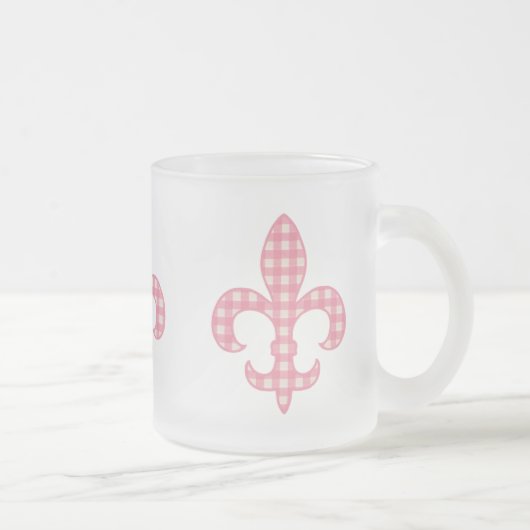 Lilien-rosa Gingham-Tasse Mattglastasse (Rechts)