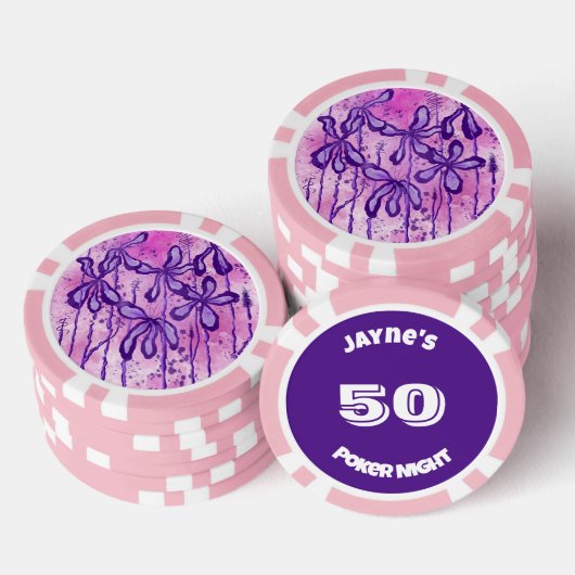 Lilien rosa und lila pokerchips (Stapel)