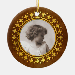 Lilien-runder Foto-Rahmen Keramik Ornament