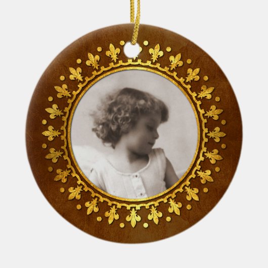 Lilien-runder Foto-Rahmen Keramik Ornament (Vorne)