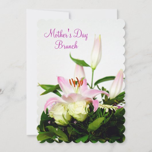 Lilien u. Brunch der Rosen-Blumenstrauß-Mutter Einladung (Vorderseite)