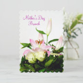Lilien u. Brunch der Rosen-Blumenstrauß-Mutter Einladung (Stehend Vorderseite)