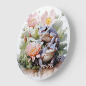Lilien und Frösche Große Wanduhr (Winkel)