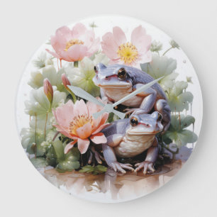 Lilien und Frösche Große Wanduhr