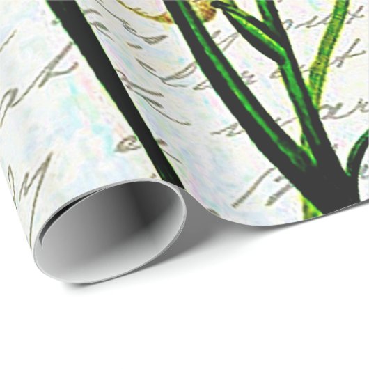 Lilien und Skripte Geschenkpapier (Rolleneckpunkt)