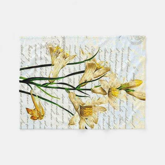 Lilien und Text Fleecedecke (Vorderseite (Horizontal))