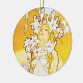 Lilien-Verzierung Alphonse Mucha Keramik Ornament (Links)
