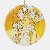 Lilien-Verzierung Alphonse Mucha Keramik Ornament (Hinten)