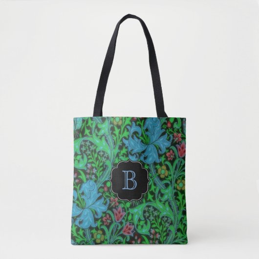 Lilien Vintages Blumenmuster mit Monogramm Tasche (Vorderseite)