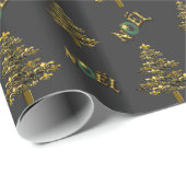 Lilien-Weihnachtsbaum-Weihnachten auf Schwarzem Geschenkpapier (Rolleneckpunkt)