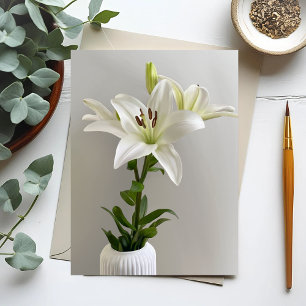 Lilien Wiegenlied   Weiße einfache Blumenmalerei Postkarte