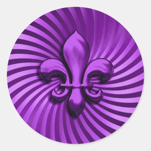 Lilien zum Lila Hintergrund Runder Aufkleber (Vorderseite)