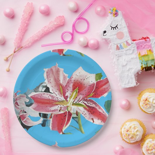 Lilienblaue Lilien Blumenblätter Party Papierplatt Pappteller (Party)