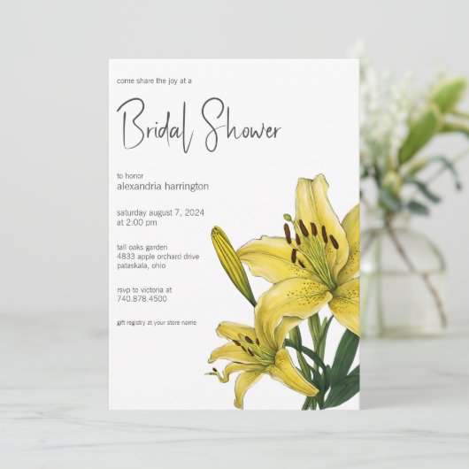 Lilienblütenlauch-Brautparty Einladung (Stehend Vorderseite)