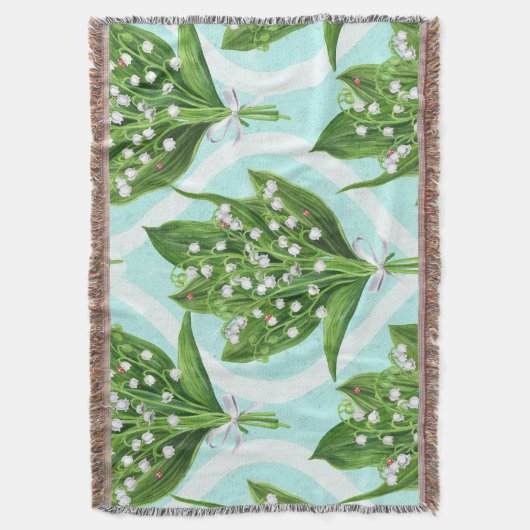 LilienBouquet der Blume des Tales auf blau Decke (Vorderseite Vertikal)