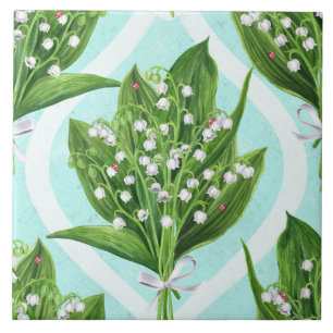 LilienBouquet der Blume des Tales auf blau Fliese