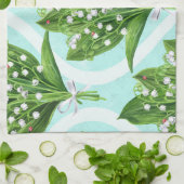 LilienBouquet der Blume des Tales auf blau Geschirrtuch (Gefaltet)