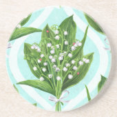 LilienBouquet der Blume des Tales auf blau Getränkeuntersetzer (Vorne)