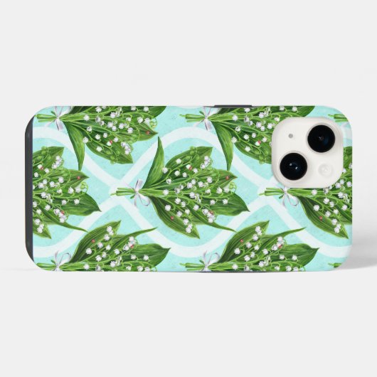 LilienBouquet der Blume des Tales auf blau iPhone Hülle (Rückseite (Horizontal))