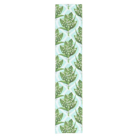 LilienBouquet der Blume des Tales auf blau Kurzer Tischläufer (Vorderseite)